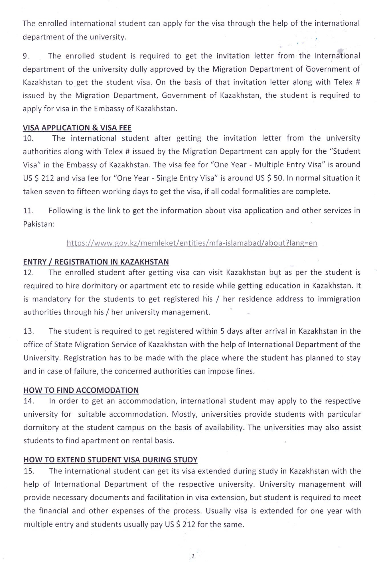 Guideline for Tourists/Students in Kazakhstan – Pakistan Embassy Nur-Sultan